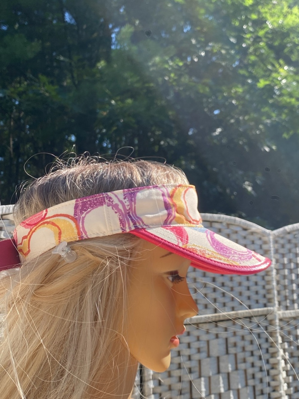 Coach Multicolor Signature Print Visor with Pink Trim - Picture 4 of 7